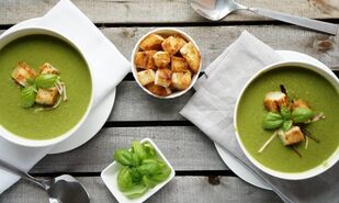 Dietary mashed soups in the drinking diet menu